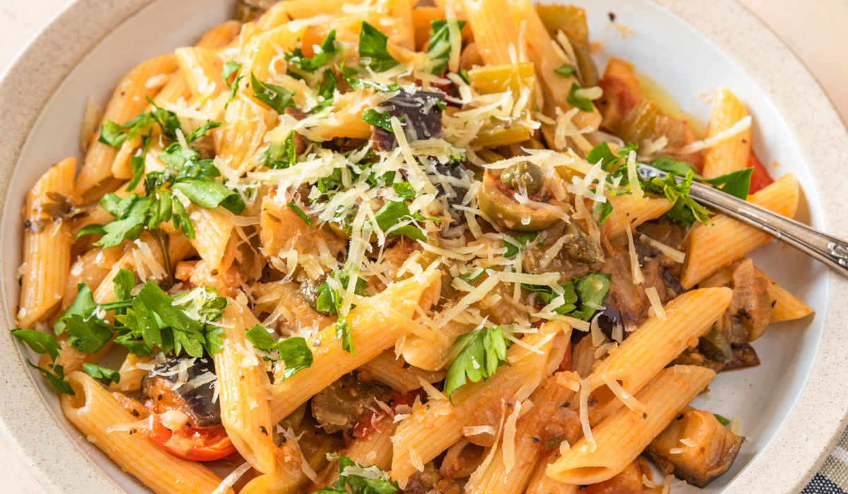 Pasta Caponata - vegetarisk - Planteaederne